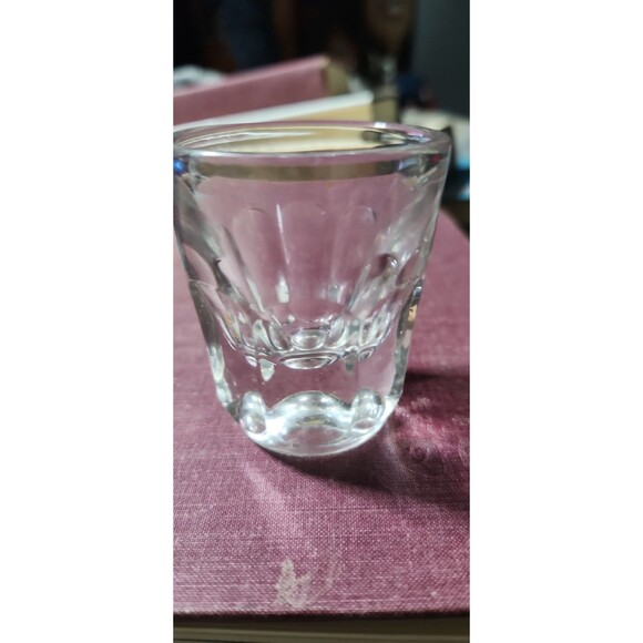 Vintage Faceted Clear Glass Shot Glass 2oz Heavy Base Barware Classic - Picture 1 of 1